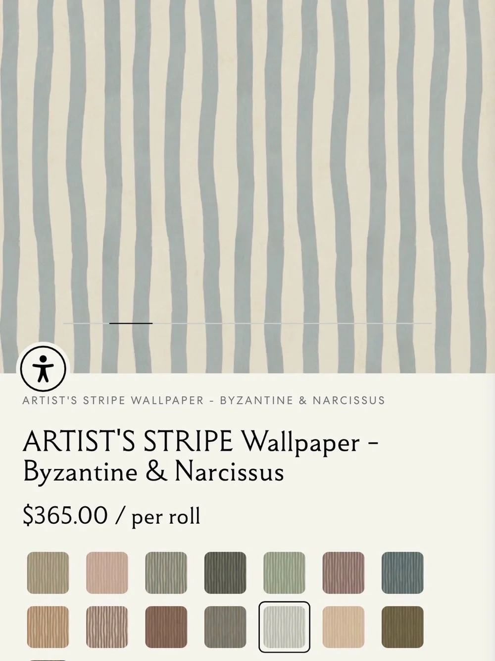 House of Hackney Artist's Stripe Wallpaper in Pale Blue & Cream